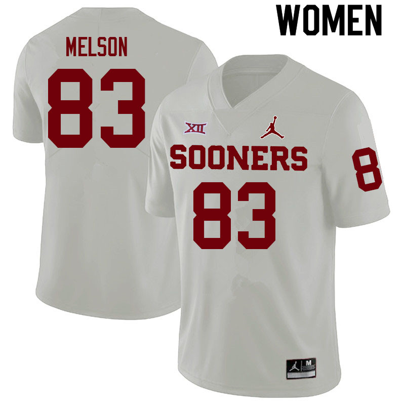 Women #83 Major Melson Oklahoma Sooners College Football Jerseys Sale-White